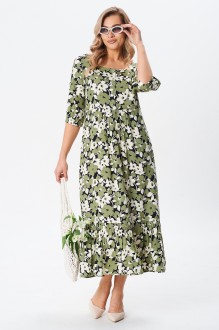 Платье YOUR SIZE 2255 принт, зеленый #1