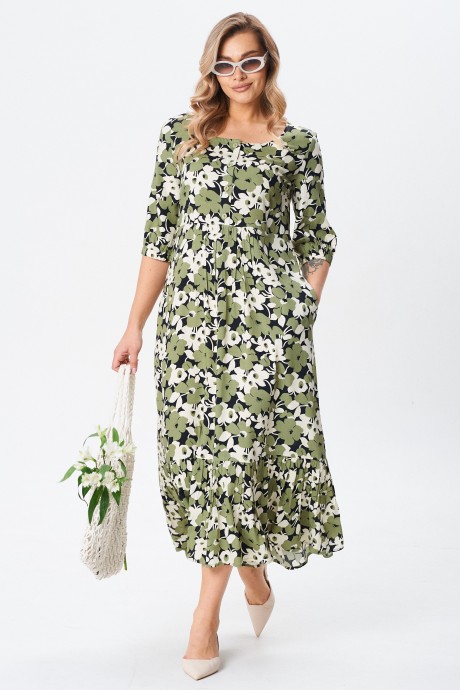 Платье YOUR SIZE 2255 принт, зеленый размер 50 #2