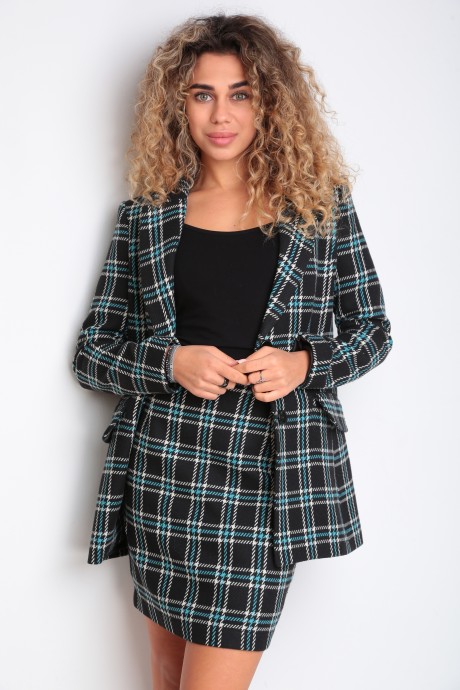 Костюм/комплект YOUR SIZE 2207 двойка черный в клетку размер 44-46 #4