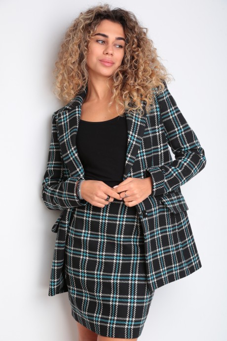 Костюм/комплект YOUR SIZE 2207 двойка черный в клетку размер 44-46 #5