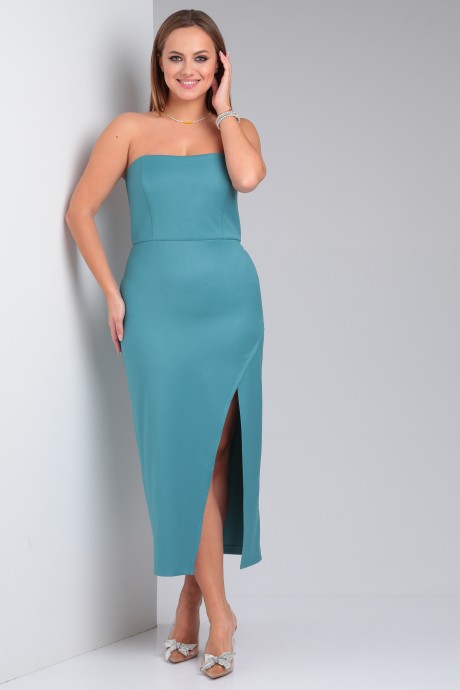 Вечернее платье YOUR SIZE 2213 бирюза размер 42-48 #3