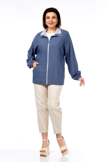 Брючный костюм Lady Style Classic 2968 тройка голубой, бежевый