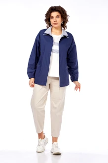Брючный костюм Lady Style Classic 2968 тройка /1 синий, бежевый