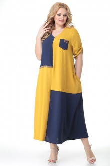 Платье ALGRANDA (Novella Sharm) A3686 -6-2 синий, горчица #1