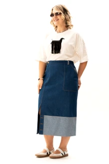 Юбочный костюм ALGRANDA (Novella Sharm) A4148 двойка молочный, синий