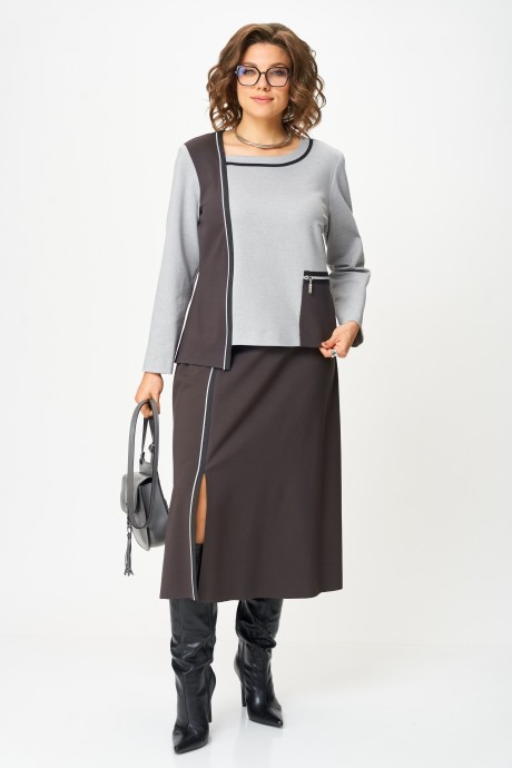 Костюм/комплект Aira Style 24132 двойка серо-коричневый размер 50-60 #2