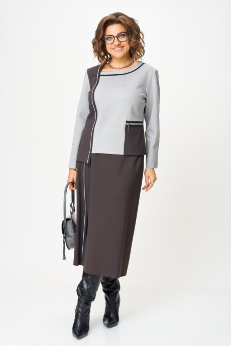 Костюм/комплект Aira Style 24132 двойка серо-коричневый размер 50-60 #4