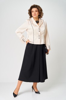 Юбочный костюм Aira Style 24134 двойка молочно-черный