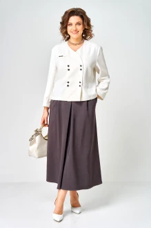 Юбочный костюм Aira Style 24137 двойка молочно-коричневый