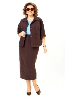 Юбочный костюм Орхидея Люкс 1659 тройка голубой, шоколад