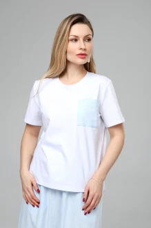 Футболка RomGil РП0132-ХЛ4 белая, голубая