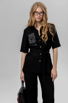Блузка RomGil РТ0150-ЛЕ4 черная