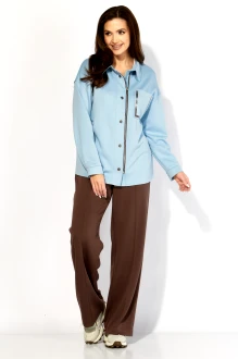 Брючный костюм ТAиЕР 1419 двойка голубой, коричневый