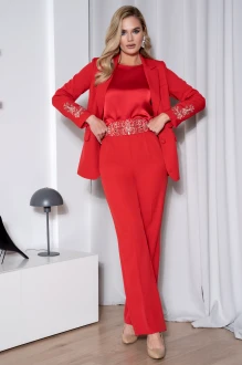 Брючный костюм ЮРС 21-488 тройка -2 красный