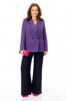 Брючный костюм Ольга Стиль С994 гусиная-лапка, черный