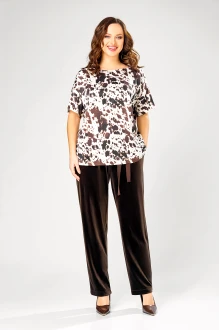 Брючный костюм Ольга Стиль С1002 коричневый, дизайн