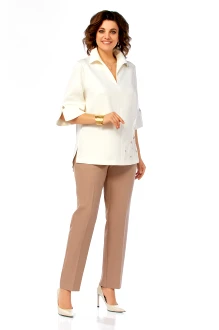 Брючный костюм Ольга Стиль С987 молочно-коричневый