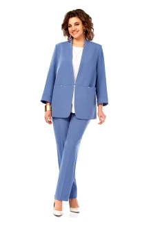 Брючный костюм Ольга Стиль С1000 тройка синий