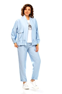 Брючный костюм Ольга Стиль С1011 тройка голубой