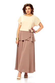 Юбочный костюм Ольга Стиль С1015 бежевый
