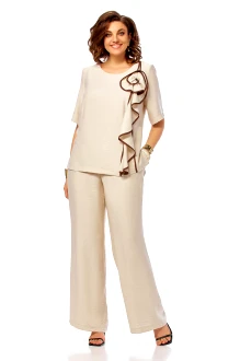 Брючный костюм Ольга Стиль С1028 бежевый