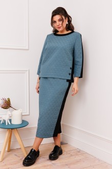 Юбочный костюм Romanovich Style 2-2771 чёрный, бирюза
