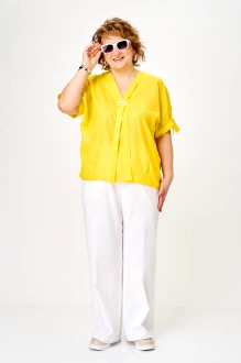 Брючный костюм Romanovich Style 2-2896 жёлтый, белый