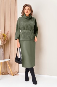 Юбочный костюм Volna 1447 двойка олива темная