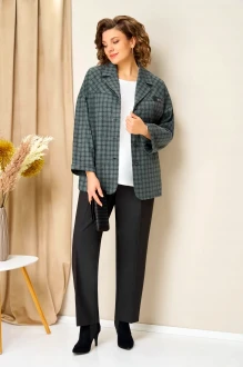 Брючный костюм Volna 1436 тройка мятно-графитовый