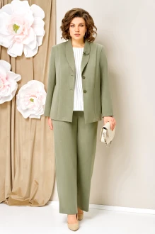 Брючный костюм Volna 1462 тройка олива