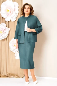 Юбочный костюм Volna 1464 тройка изумрудный