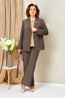 Брючный костюм Volna 1462 тройка коричневый