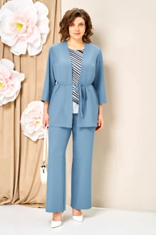 Брючный костюм Volna 1458 тройка светло-голубой