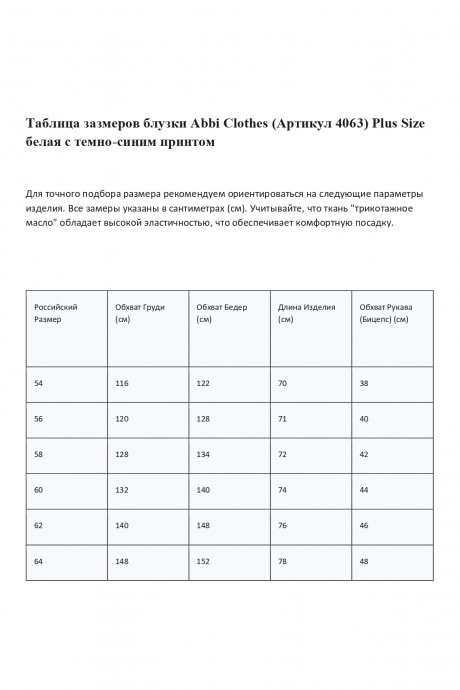 Блузка Abbi 4063 бело-синий размер 54-64 #9