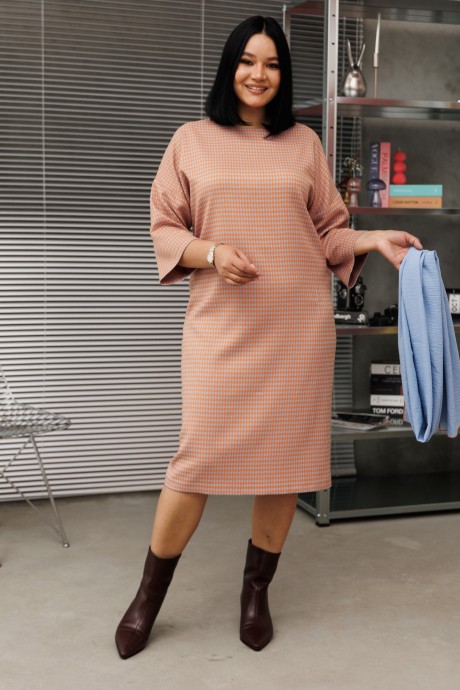 Платье Anastasia м-1188 .2 оранжево-голубой размер 48-56 #2