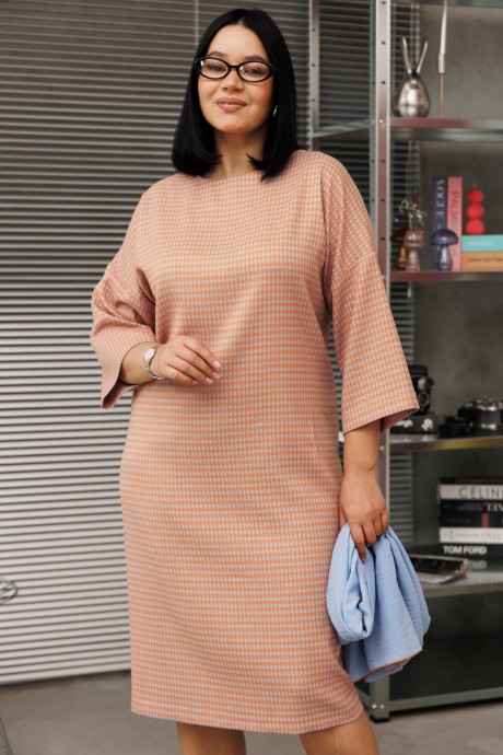 Платье Anastasia м-1188 .2 оранжево-голубой размер 48-56 #5