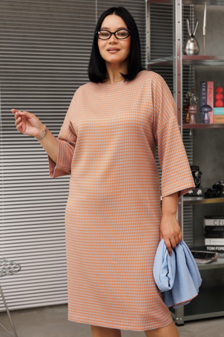 Платье Anastasia м-1188 .2 оранжево-голубой размер 48-56 #6