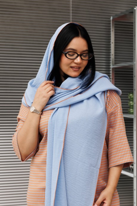 Платье Anastasia м-1188 .2 оранжево-голубой размер 48-56 #7