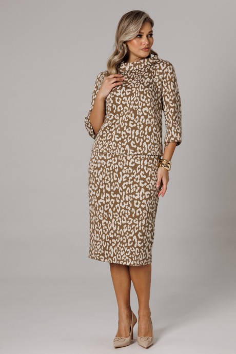 Костюм/комплект Anastasia м-1303 кофейный, принт размер 50-58 #2