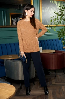 Брючный костюм Anastasia м-705 бежевый, темно-синий