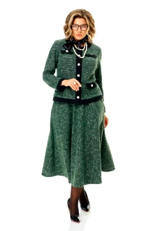 Юбочный костюм Anastasia м-1401 изумрудно-черный