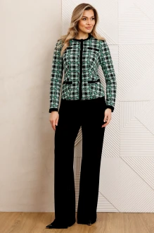 Брючный костюм Мода Юрс 2950 черный, зеленый