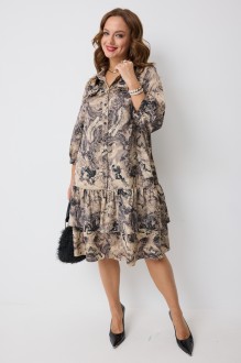 Платье Твой Имидж 2281 бежевый с принтом