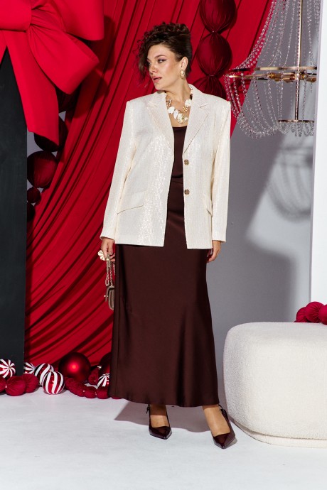 Костюм/комплект Vittoria Queen 27233 тройка молочный, шоколад размер 50-60 #1