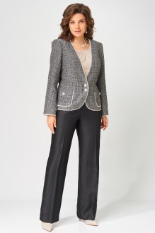 Брючный костюм FITA 4122 тройка черно-бежевый
