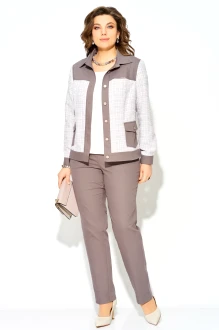 Брючный костюм FITA 3232 бежево-шоколадный