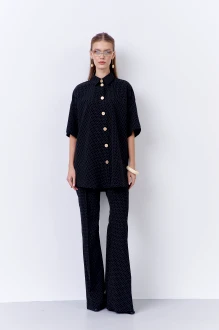 Брючный костюм FLAIM 2068  двойка черный, горох