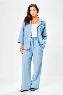 Брючный костюм Ava Fashion М-219 двойка голубой