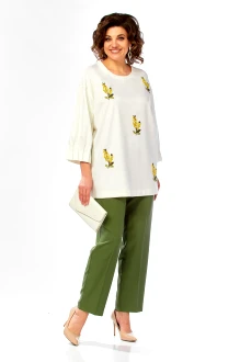 Брючный костюм Jurimex 3489 двойка молочный, зеленый
