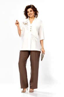 Брючный костюм Jurimex 3460 двойка -2 коричневый, молочный